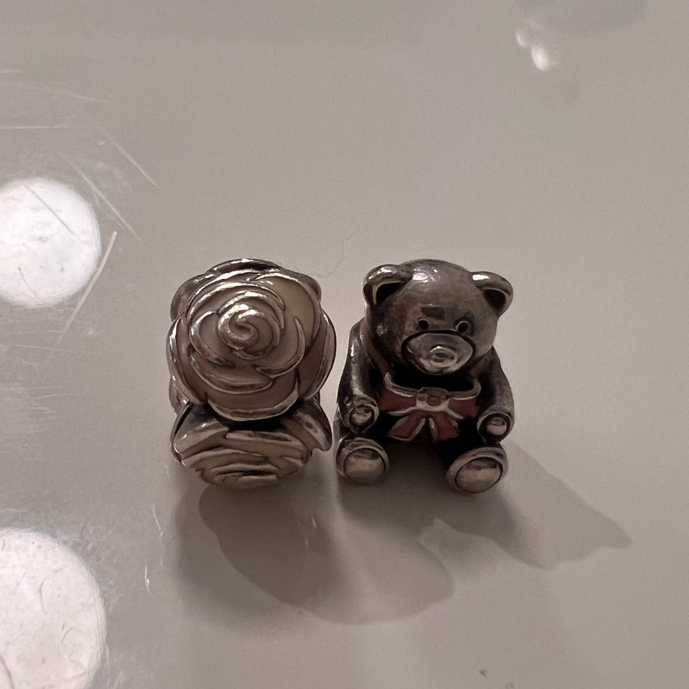 Pandora Silver Charm Set with Red Accents